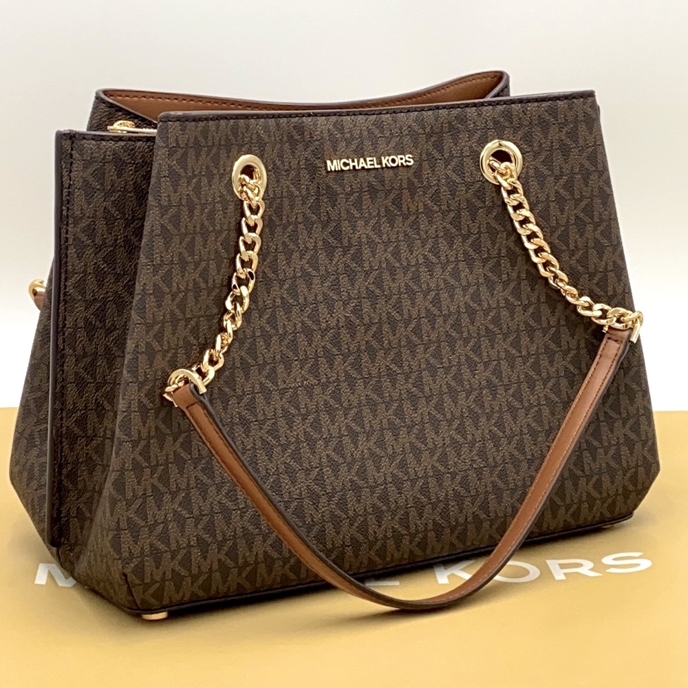 Michael Kors Dark Brown Shoulder Bag with Gold Accents